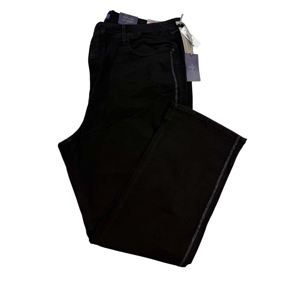 NYDJ Straight Leg Jeans Womens 26W Black New Side Stripe WBQJ31B14068